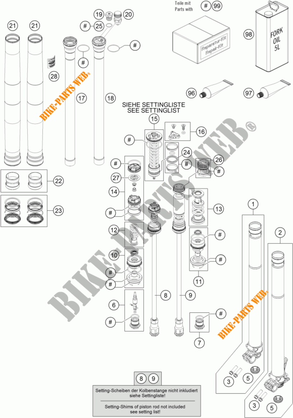 FORCELLA ANTERIORE (COMPONENTI) per KTM 250 SX 2019