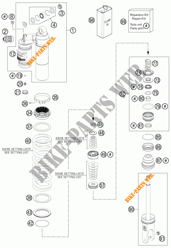 AMMORTIZZATORE (COMPONENTI) per KTM 250 SX 2014
