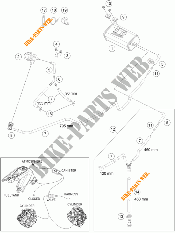 EVAPORATIVE CANISTER per KTM 1290 SUPER DUKE R ORANGE ABS 2016