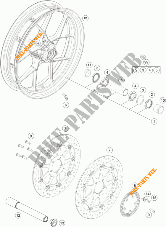 RUOTA ANTERIORE per KTM 1290 SUPER DUKE R ORANGE ABS 2016