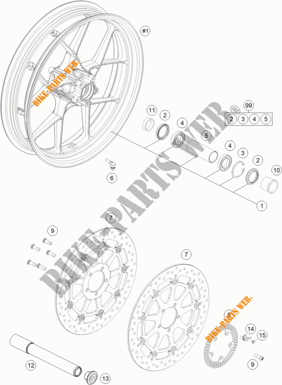 RUOTA ANTERIORE per KTM 1290 SUPER DUKE R ORANGE ABS 2016