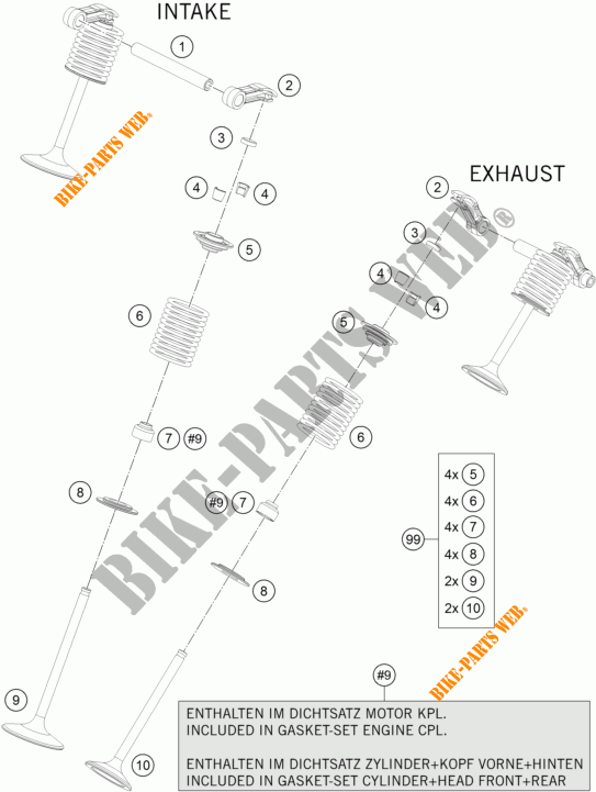 VALVOLA per KTM 1290 SUPER DUKE R ORANGE ABS 2016