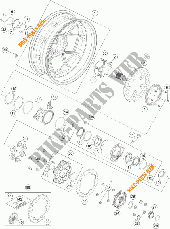 RUOTA POSTERIORE per KTM 1290 SUPER DUKE R ORANGE ABS 2015