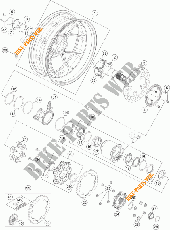 RUOTA POSTERIORE per KTM 1290 SUPER DUKE R ORANGE ABS 2015