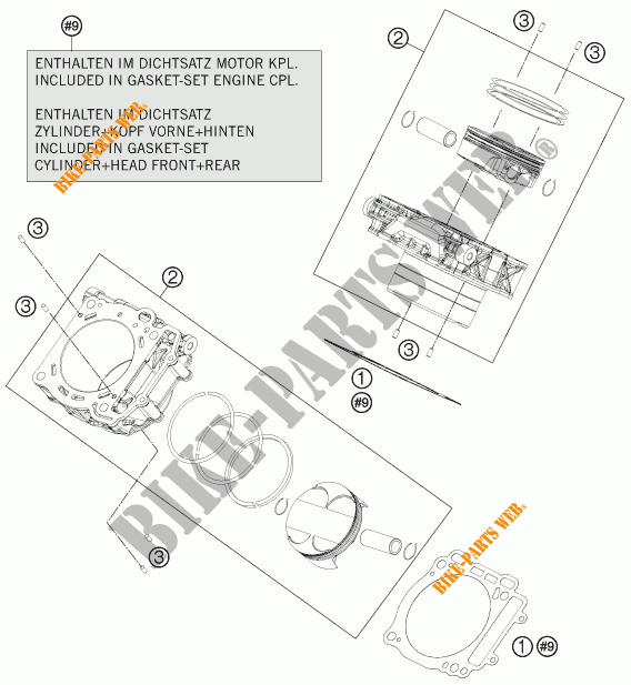 CILINDRO per KTM 1290 SUPER DUKE R ORANGE ABS 2015