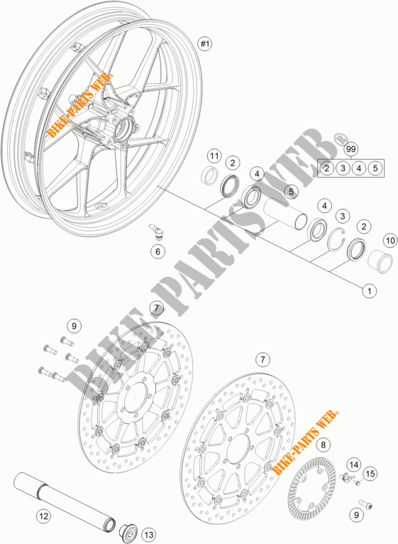 RUOTA ANTERIORE per KTM 1290 SUPER DUKE R ORANGE ABS 2015