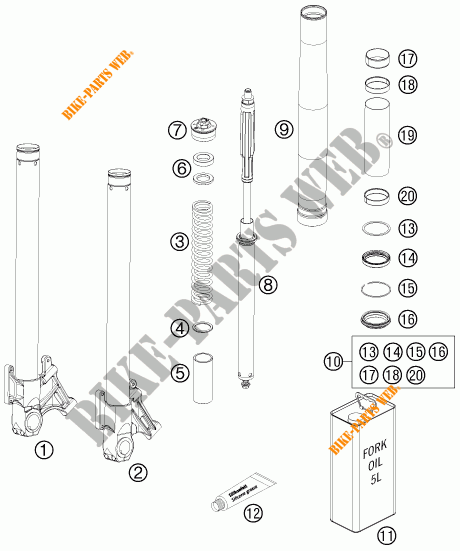 FORCELLA ANTERIORE (COMPONENTI) per KTM 990 SUPER DUKE R 2013