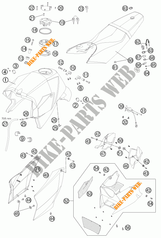 SERBATOIO / SELLA per KTM 990 SUPER DUKE R 2012