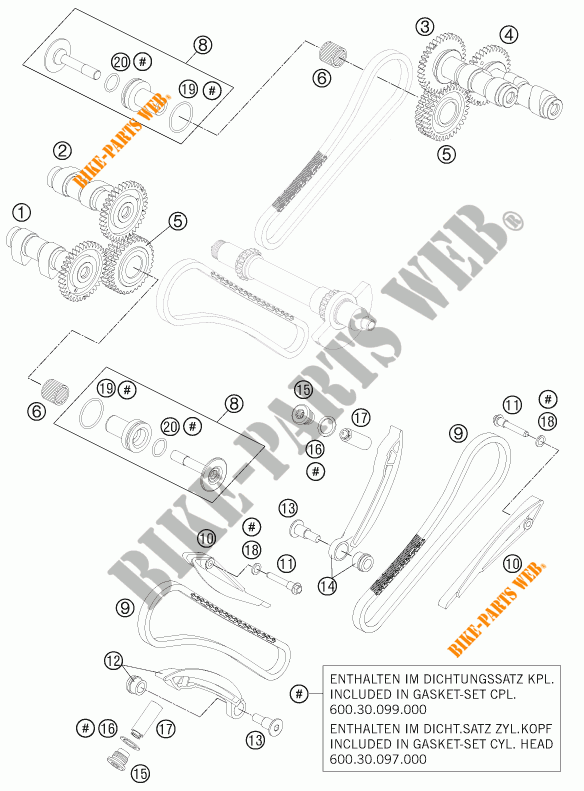 DISTRIBUZIONE  per KTM 990 SUPER DUKE R 2012