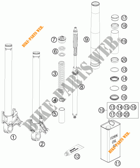 FORCELLA ANTERIORE (COMPONENTI) per KTM 990 SUPER DUKE R 2012