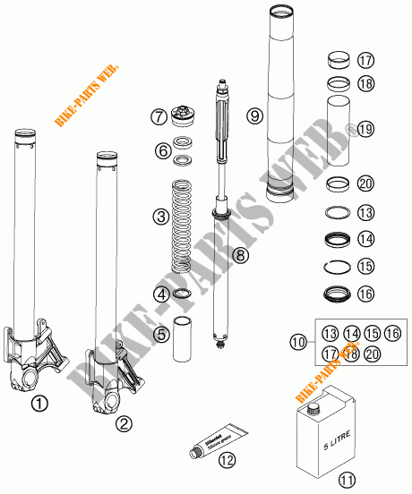 FORCELLA ANTERIORE (COMPONENTI) per KTM 990 SUPER DUKE R 2007