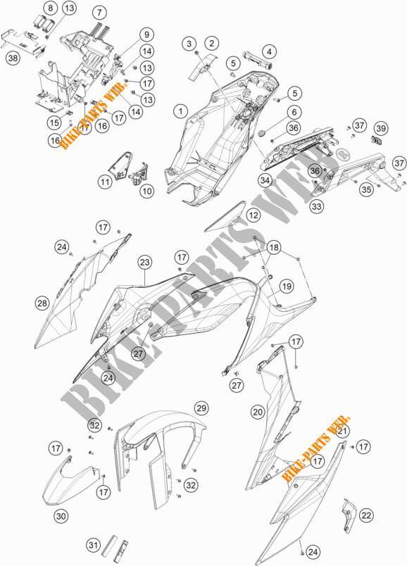PLASTICHE per KTM 1290 SUPER DUKE R ORANGE 2020