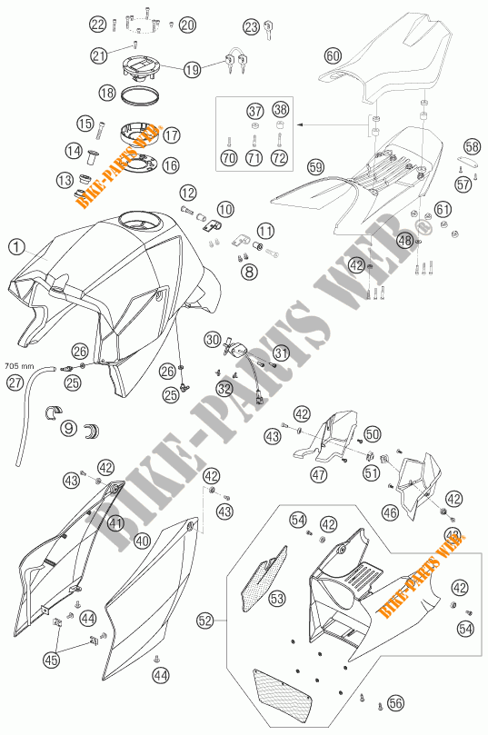 SERBATOIO / SELLA per KTM 990 SUPER DUKE R 2007