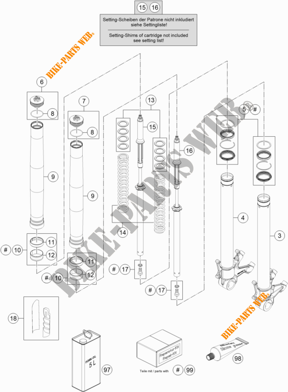 FORCELLA ANTERIORE (COMPONENTI) per KTM 1290 SUPER DUKE R WHITE 2019