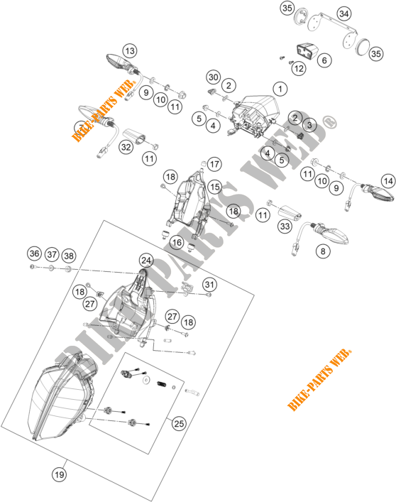 FARO / FANALE per KTM 390 DUKE WHITE - B.D. 2020