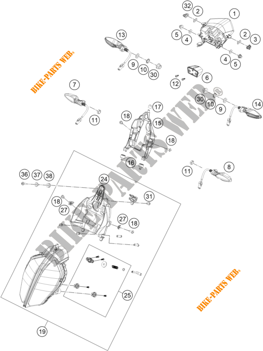 FARO / FANALE per KTM 390 DUKE ORANGE - B.D. 2020