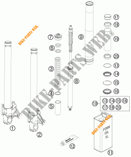 FORCELLA ANTERIORE (COMPONENTI) per KTM 990 SUPER DUKE BLACK 2011