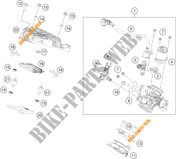 CORPO FARFALLATO per KTM 125 DUKE ORANGE - B.D. 2020