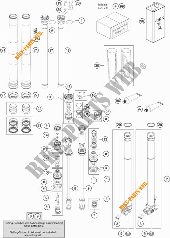 FORCELLA ANTERIORE (COMPONENTI) per KTM 250 XC-F 2020