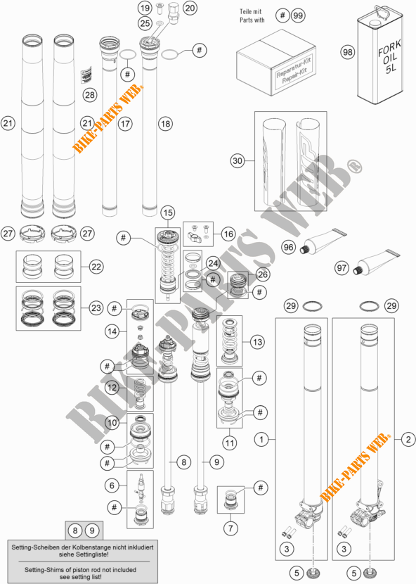FORCELLA ANTERIORE (COMPONENTI) per KTM 350 SX-F 2020