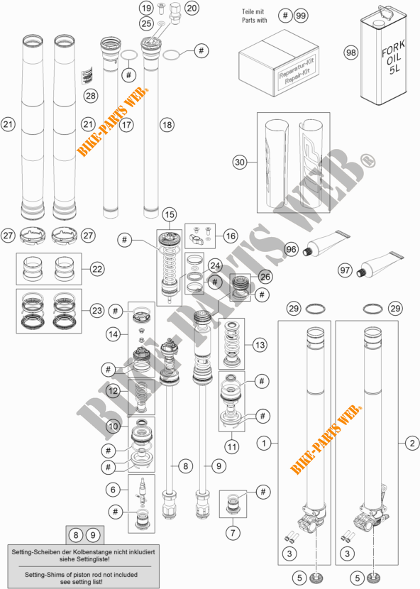 FORCELLA ANTERIORE (COMPONENTI) per KTM 150 SX 2020