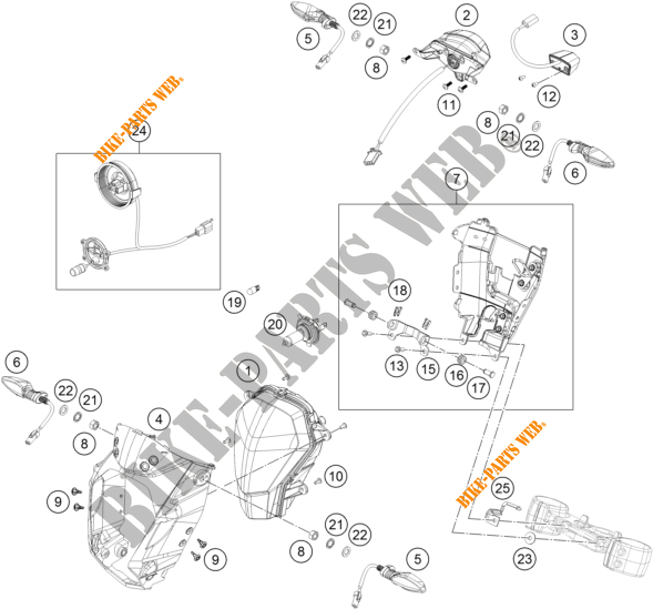 FARO / FANALE per KTM 200 DUKE ORANGE NON ABS - IKD 2020