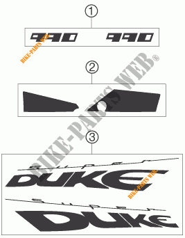 ADESIVI per KTM 990 SUPER DUKE ORANGE 2006