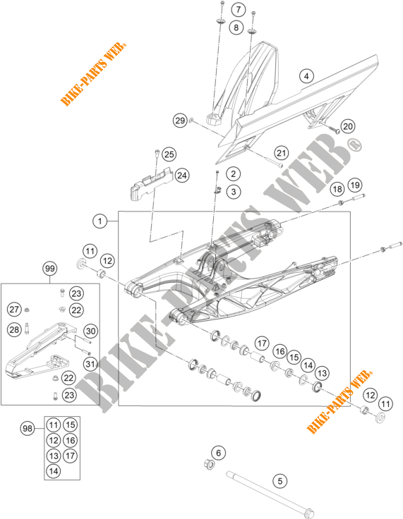 FORCELLONE per KTM 200 DUKE ORANGE ABS - IKD 2020