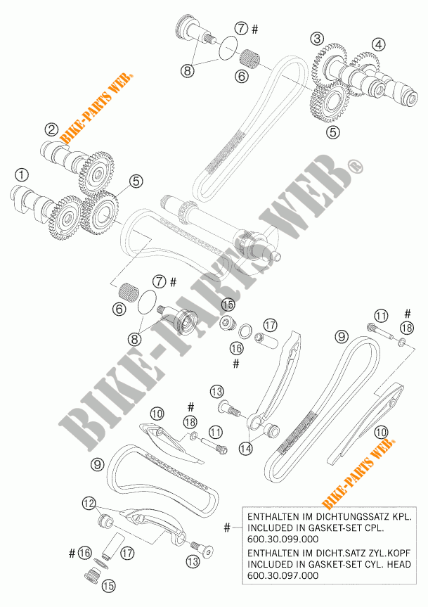 DISTRIBUZIONE  per KTM 990 SUPER DUKE BLACK 2005