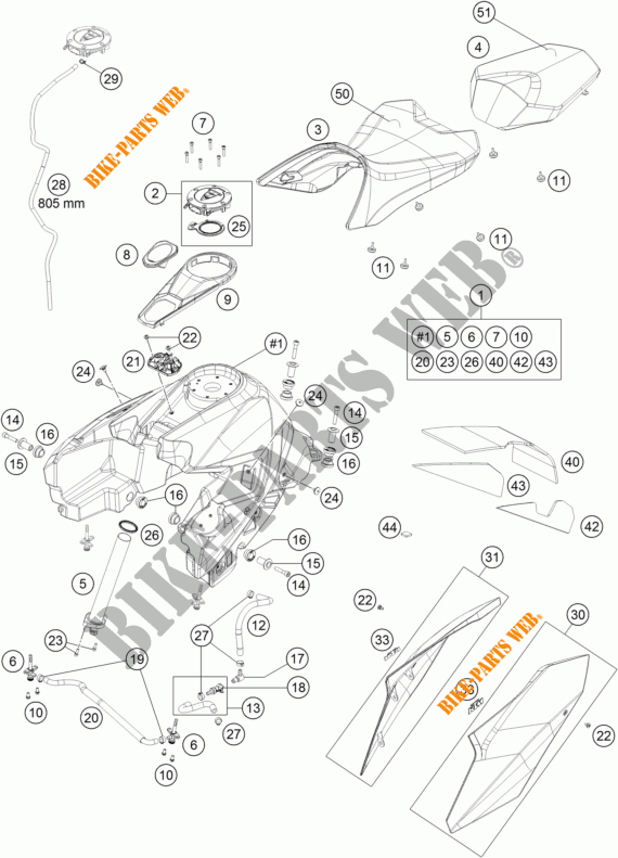 SERBATOIO / SELLA per KTM 1290 SUPER DUKE GT GREY 2017