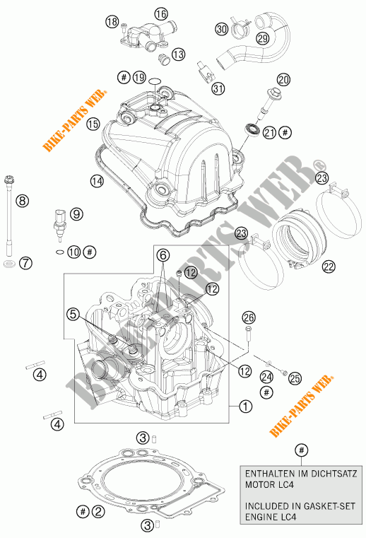 TESTA CILINDRO per KTM 690 DUKE R ABS 2014
