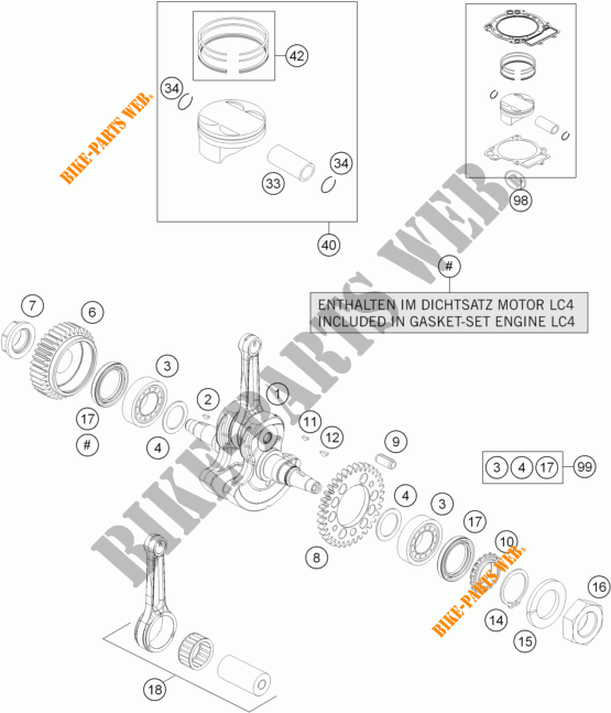 ALBERO MOTORE / PISTONE per KTM 690 DUKE R ABS 2014