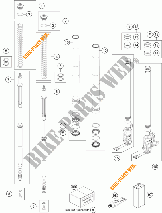 FORCELLA ANTERIORE (COMPONENTI) per KTM 690 DUKE R ABS 2014