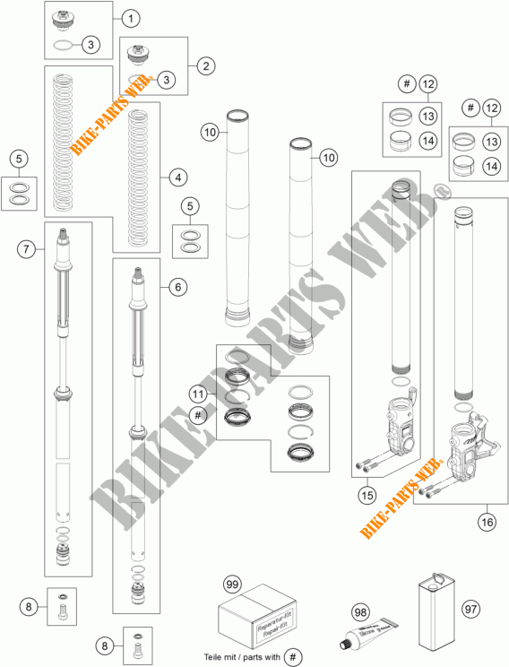 FORCELLA ANTERIORE (COMPONENTI) per KTM 690 DUKE R ABS 2013