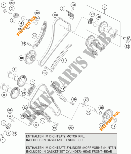 DISTRIBUZIONE  per KTM 1290 SUPER DUKE GT ORANGE ABS 2016
