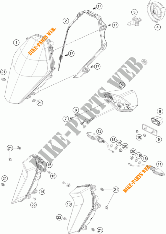 FARO / FANALE per KTM 1290 SUPER DUKE GT ORANGE ABS 2016