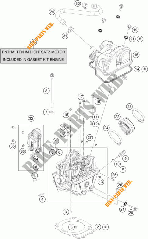 TESTA CILINDRO per KTM 690 DUKE WHITE 2017