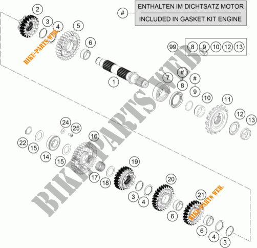 CAMBIO DI VELOCITA   ALBERO SECONDARIO per KTM 690 DUKE ORANGE ABS 2016