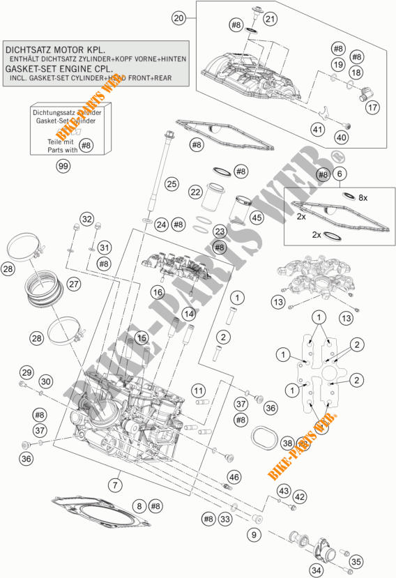 TESTA CILINDRO POSTERIORE per KTM 1290 SUPER DUKE GT ORANGE ABS 2016