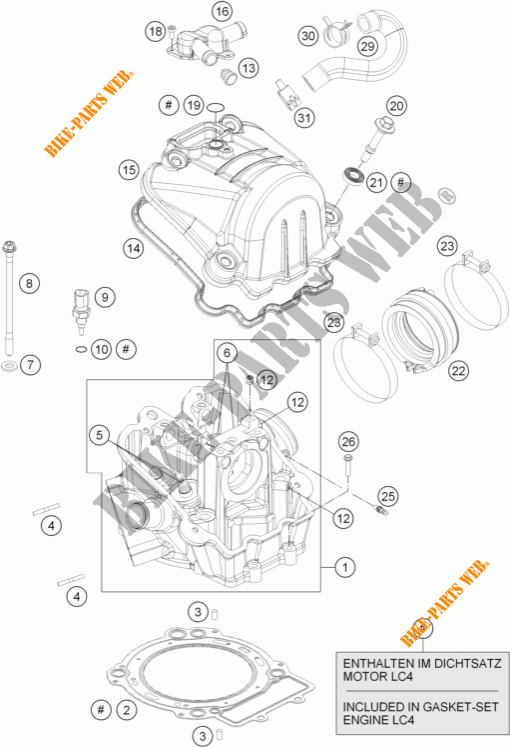 TESTA CILINDRO per KTM 690 DUKE BLACK ABS 2015