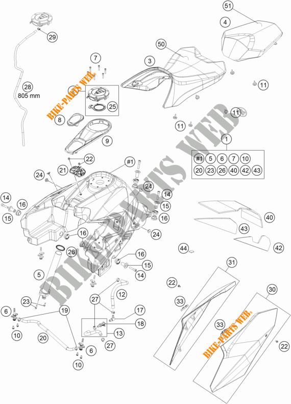 SERBATOIO / SELLA per KTM 1290 SUPER DUKE GT GREY ABS 2016