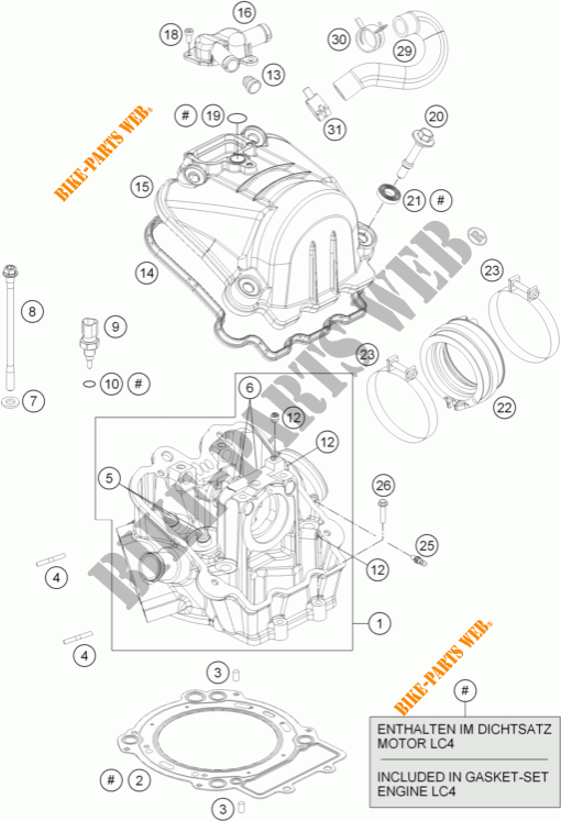 TESTA CILINDRO per KTM 690 DUKE BLACK ABS 2014