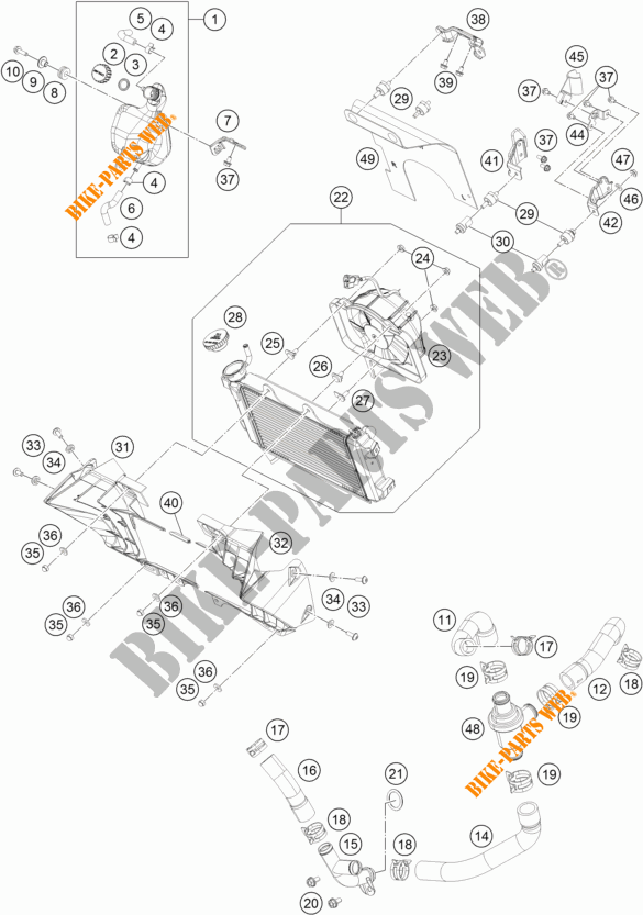 SISTEMA DI RAFFREDDAMENTO per KTM 390 DUKE ORANGE 2018