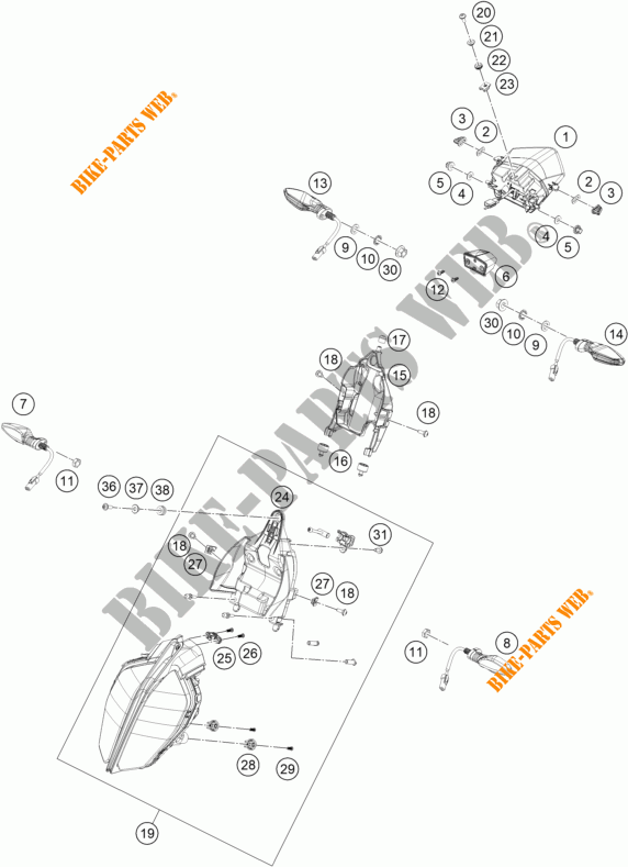 FARO / FANALE per KTM 390 DUKE ORANGE 2018