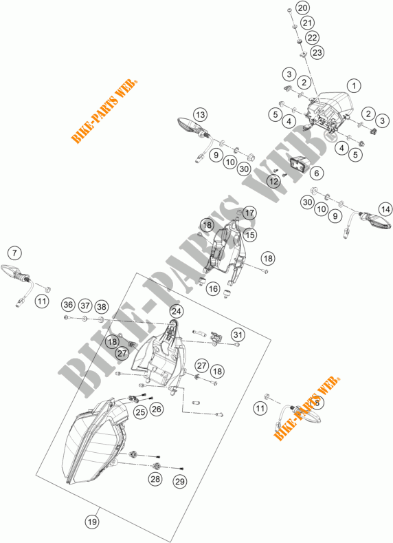 FARO / FANALE per KTM 390 DUKE ORANGE 2017