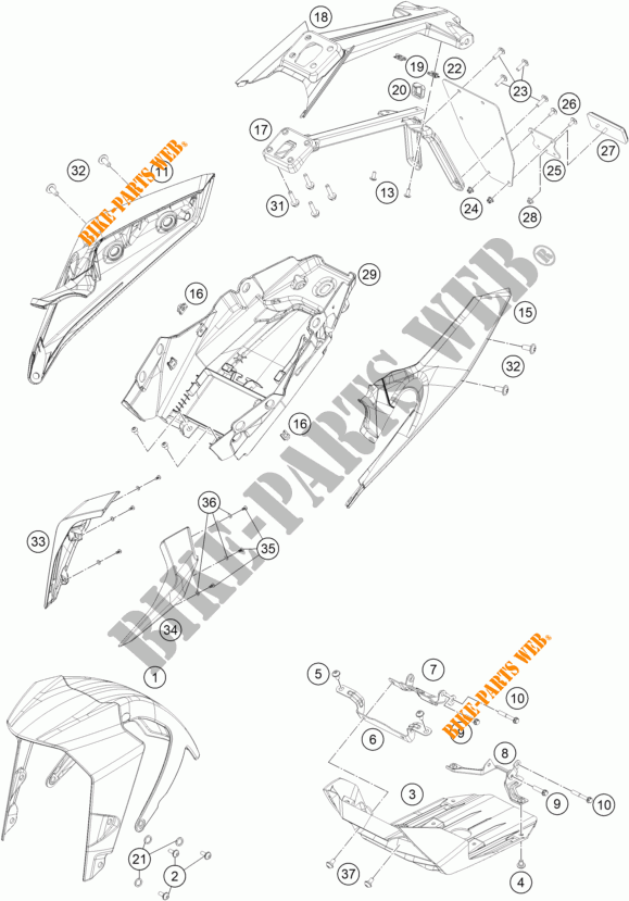 PLASTICHE per KTM 390 DUKE ORANGE 2017