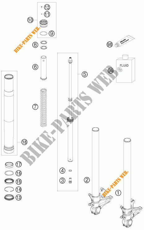 FORCELLA ANTERIORE (COMPONENTI) per KTM 1190 RC8 R TRACK 2012