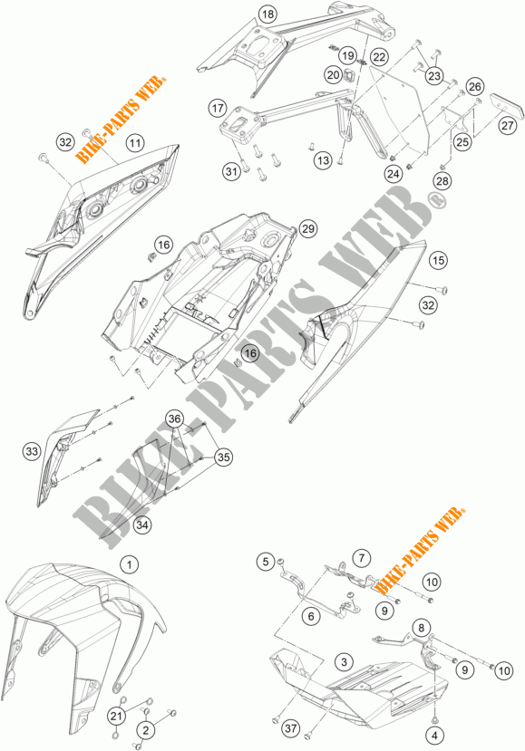 PLASTICHE per KTM 390 DUKE WHITE ABS 2017