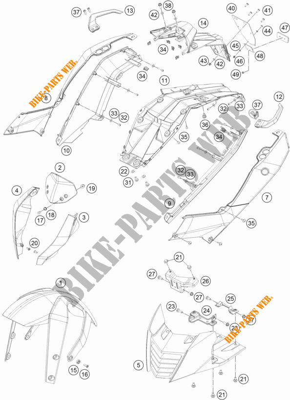 PLASTICHE per KTM 390 DUKE WHITE ABS 2017