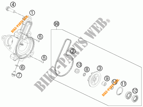 POMPA ACQUA per KTM 390 DUKE BLACK ABS 2016